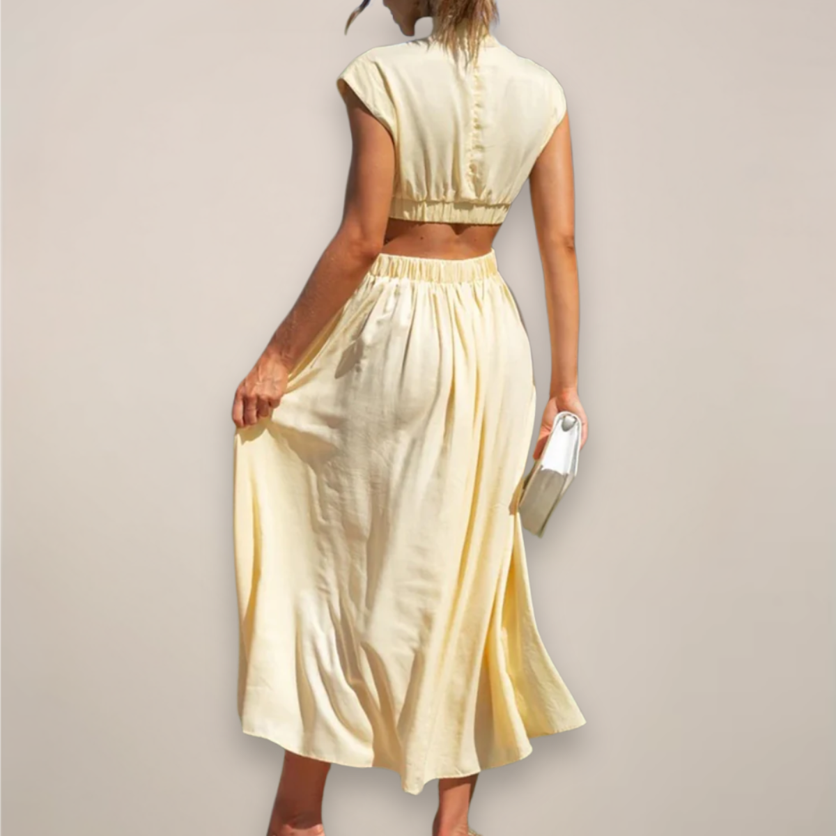 Emma | Elegant Cap Sleeve Black Maxi Dress for Women 7