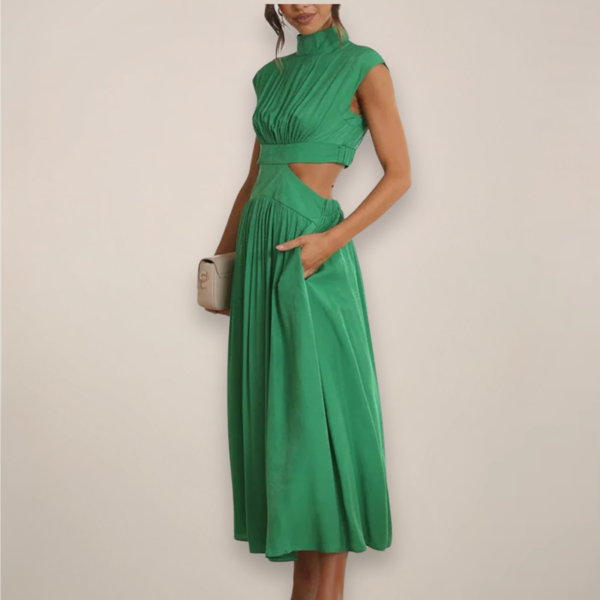 Emma | Elegant Cap Sleeve Black Maxi Dress for Women 8