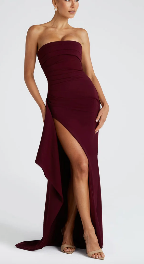 Emma | Elegant High Slit Strapless Maxi Dress 3