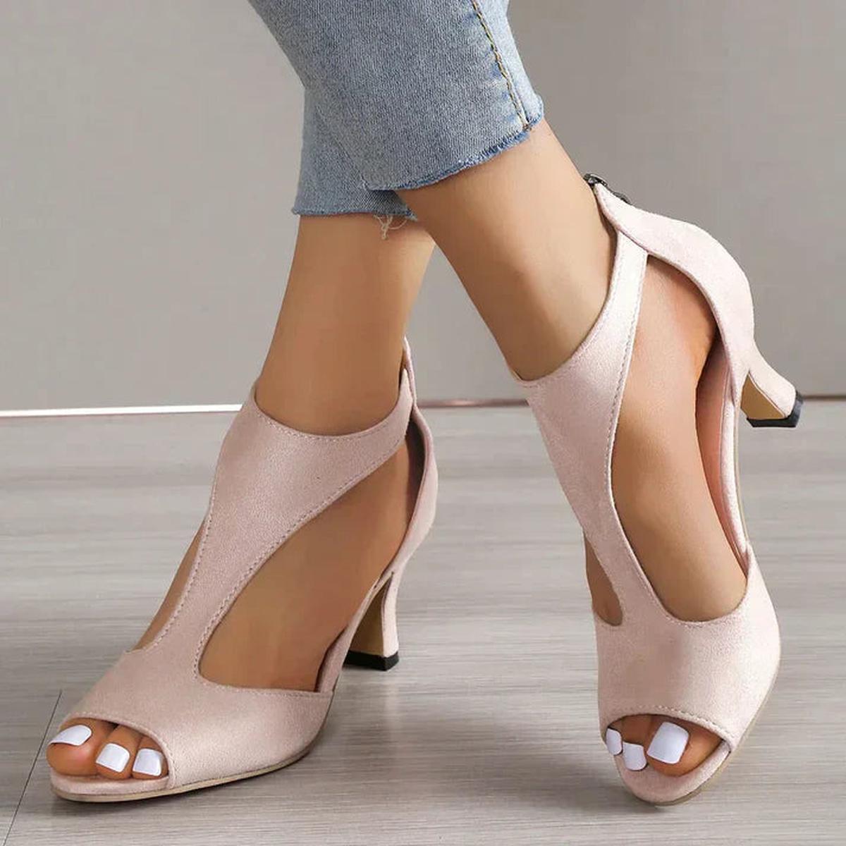 Emma | Elegant Open Toe Mid Heel Dressy Heels 2