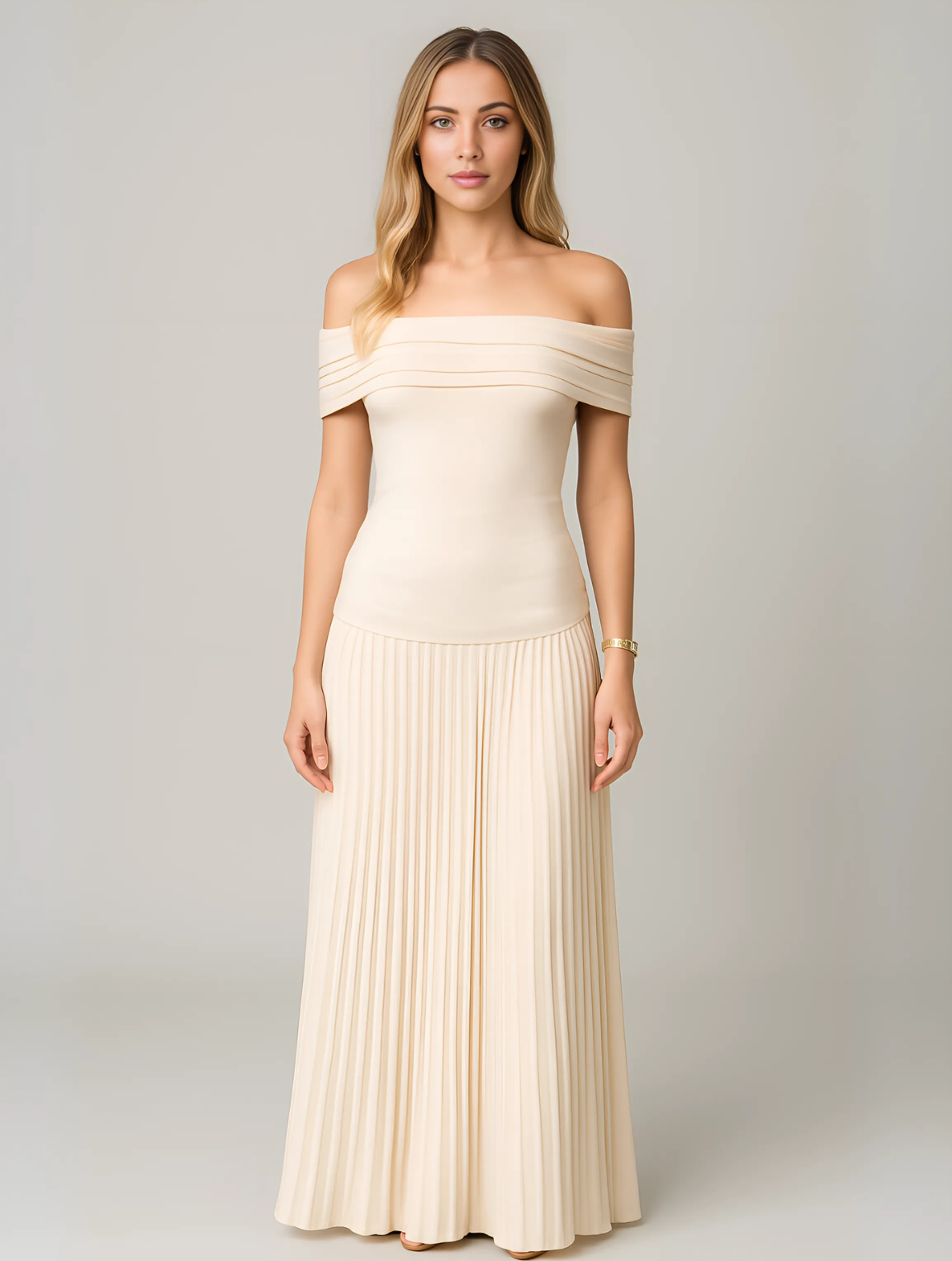 Emma | Elegant Pleated Long Sleeve Maxi Dress for Women 0
