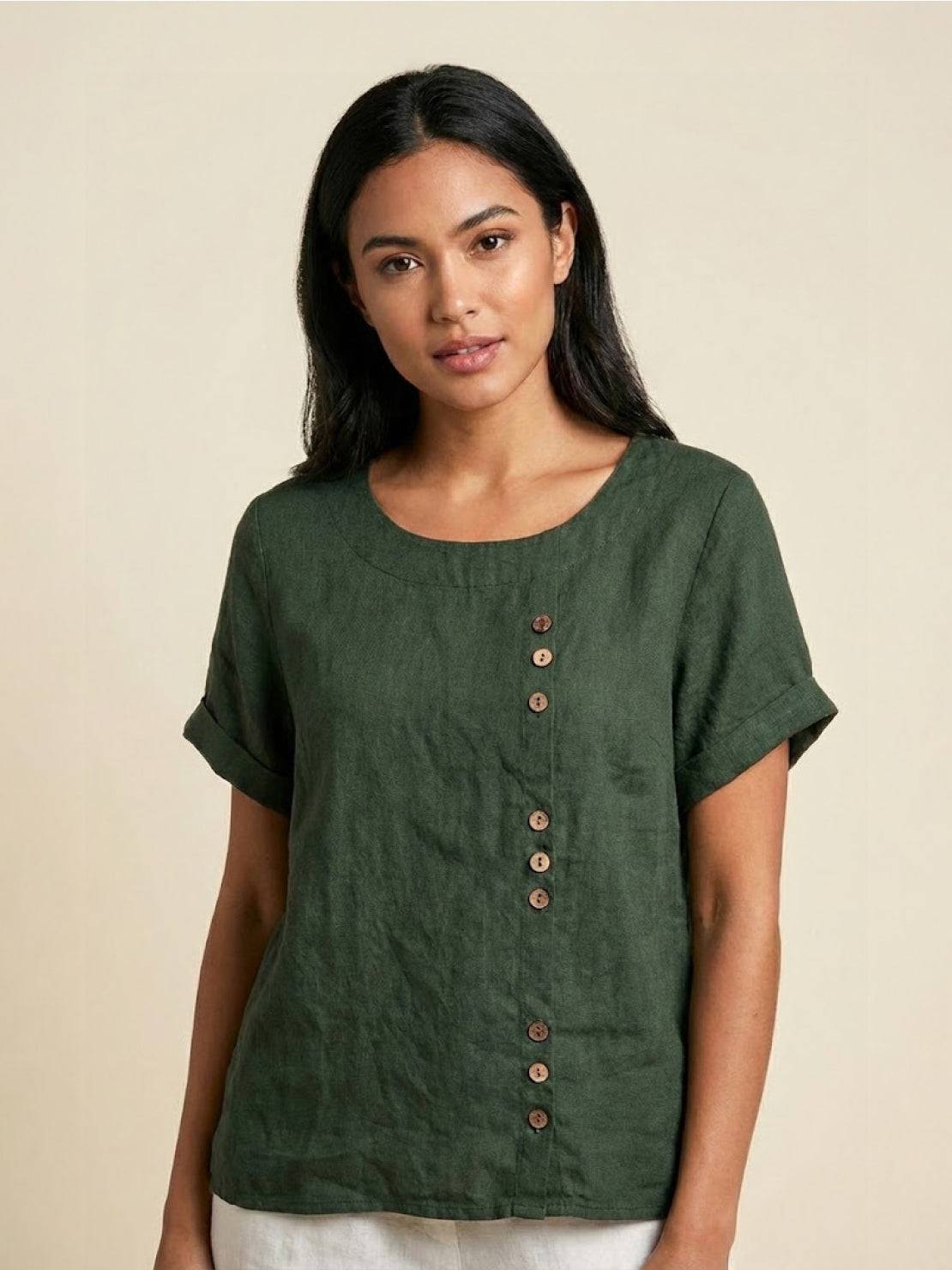 Emma | Relaxed White Linen Summer Blouse 0