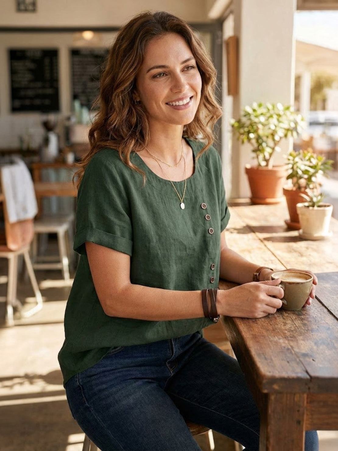 Emma | Relaxed White Linen Summer Blouse 1
