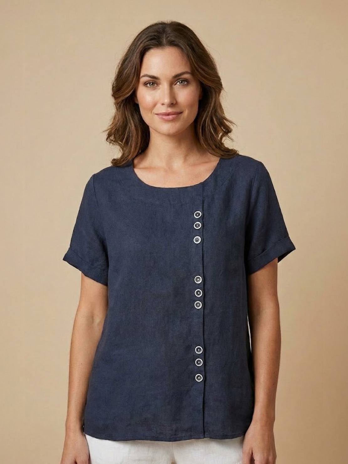 Emma | Relaxed White Linen Summer Blouse 10