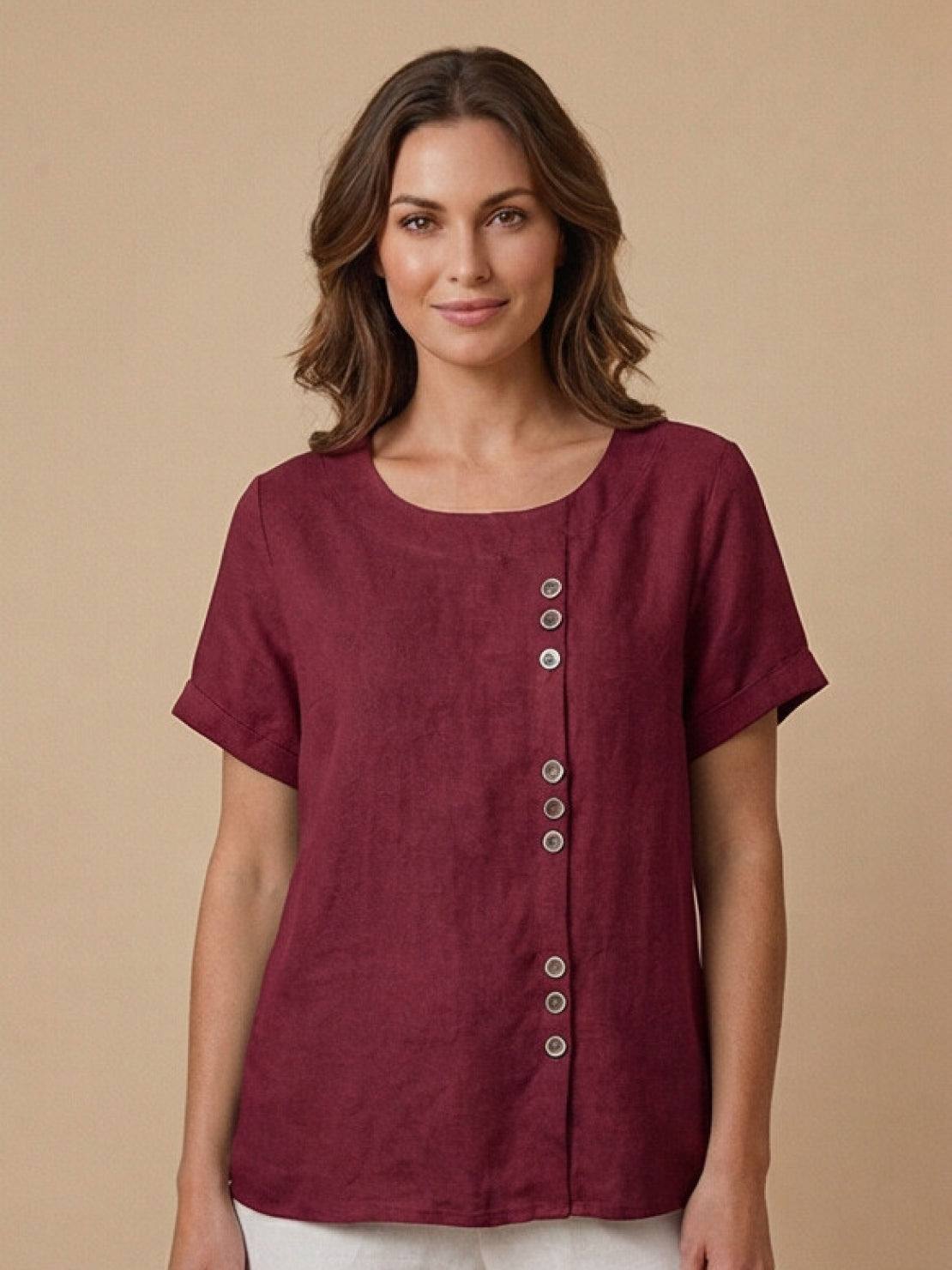Emma | Relaxed White Linen Summer Blouse 11