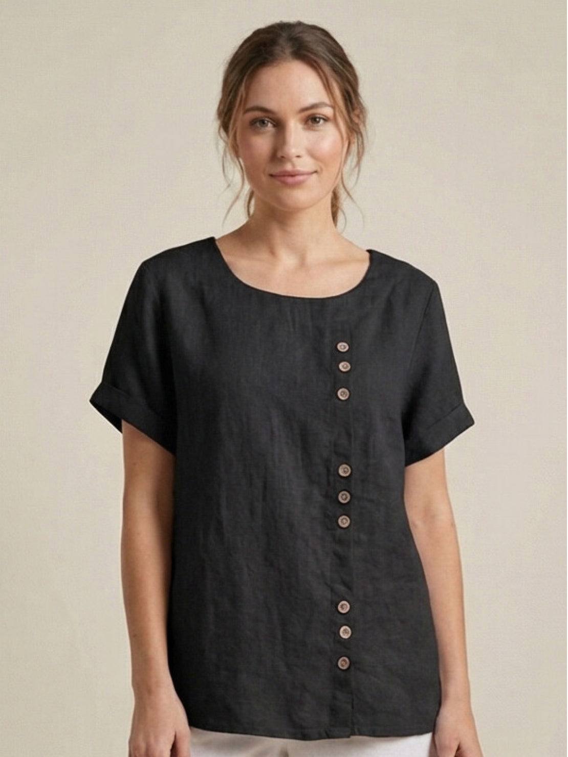 Emma | Relaxed White Linen Summer Blouse 13
