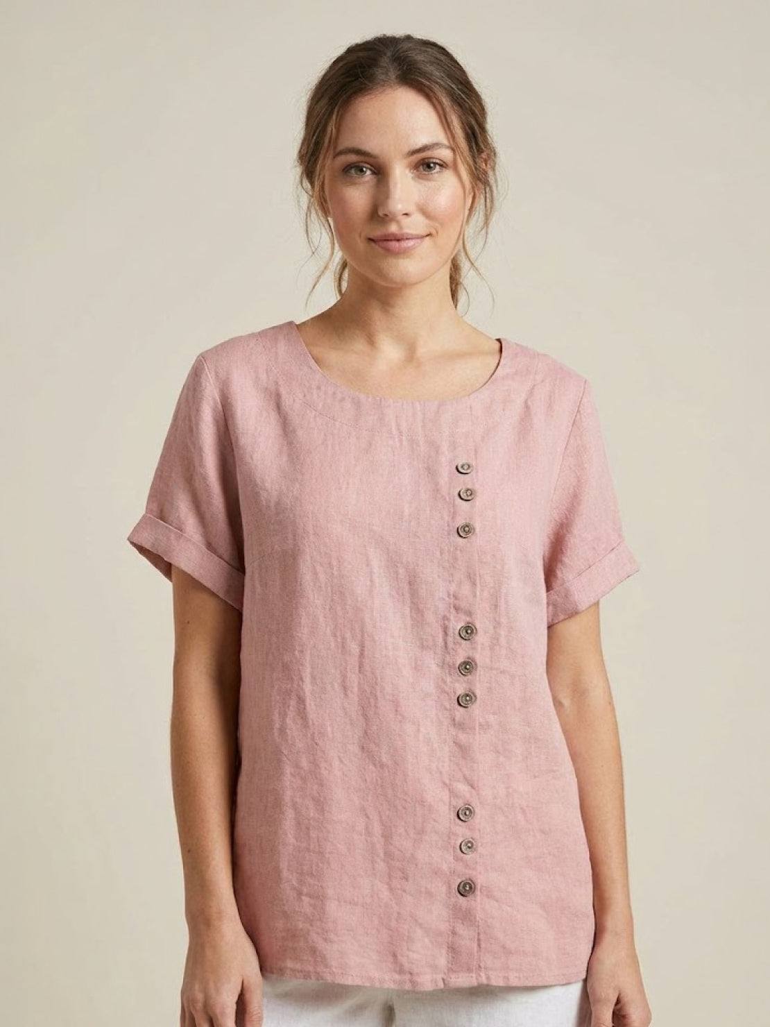 Emma | Relaxed White Linen Summer Blouse 14