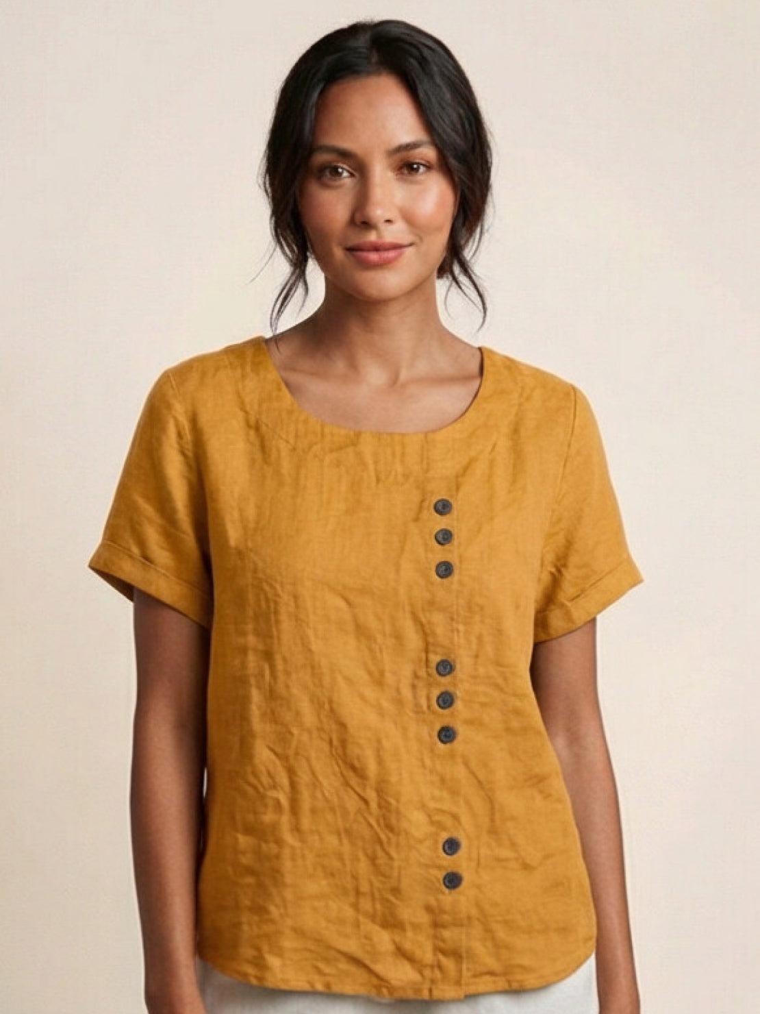 Emma | Relaxed White Linen Summer Blouse 15