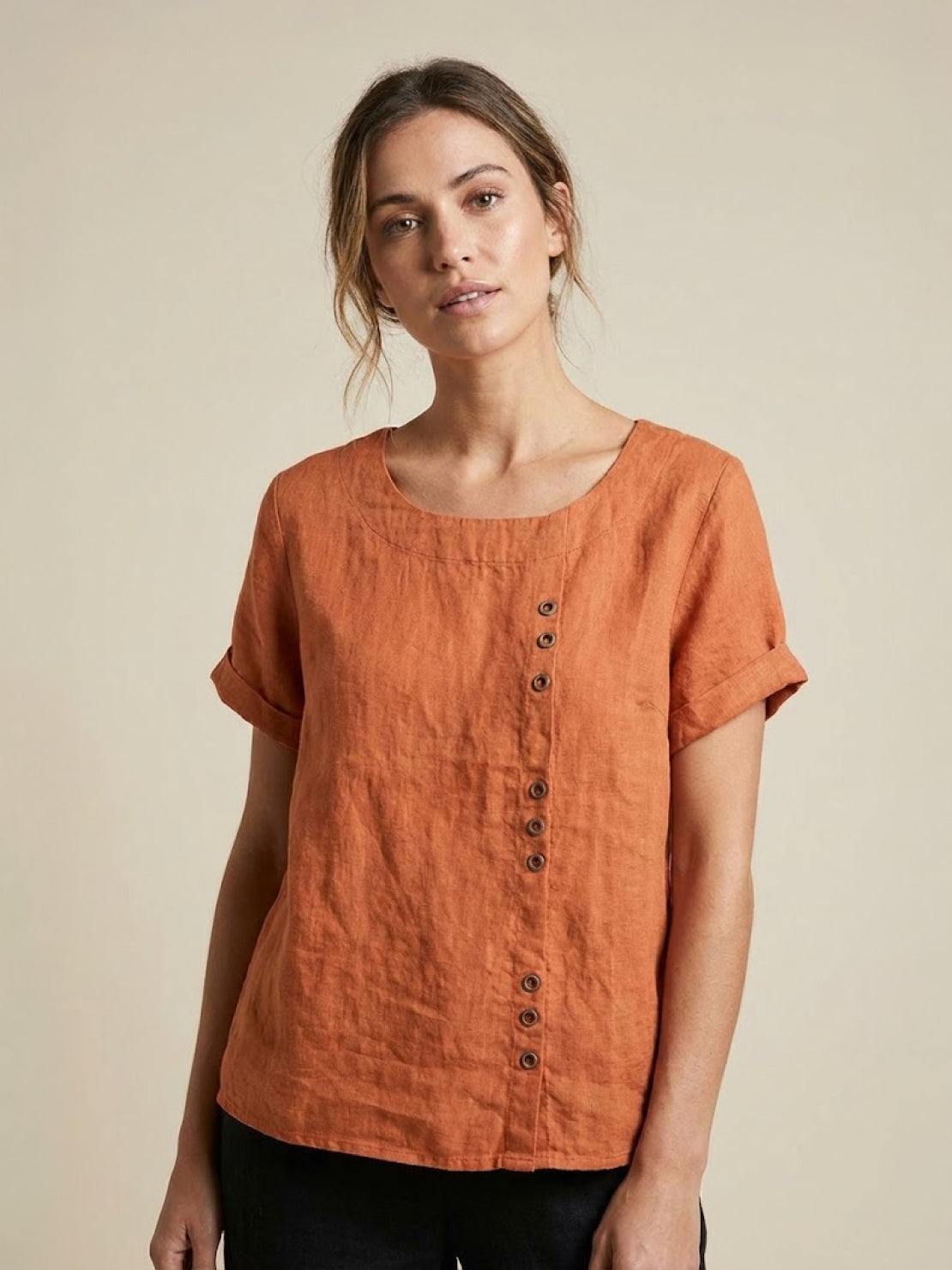 Emma | Relaxed White Linen Summer Blouse 18