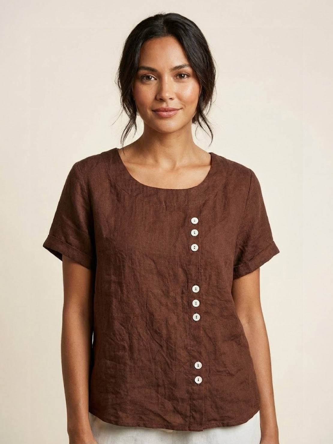 Emma | Relaxed White Linen Summer Blouse 19