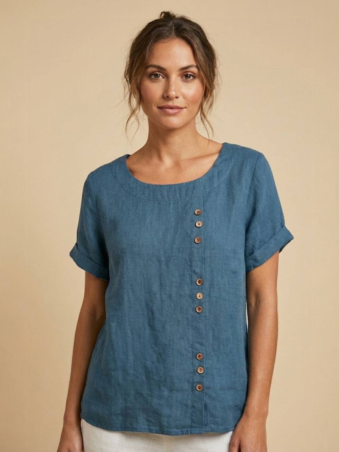 Emma | Relaxed White Linen Summer Blouse 5