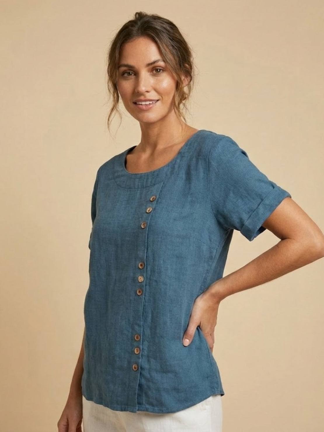 Emma | Relaxed White Linen Summer Blouse 8