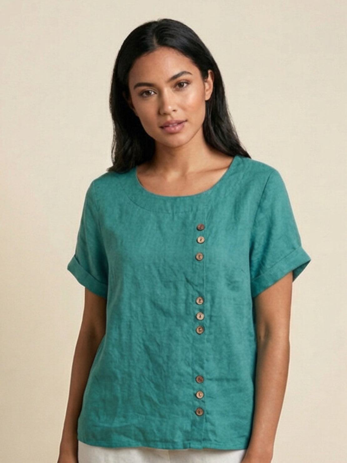 Emma | Relaxed White Linen Summer Blouse 9
