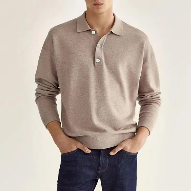 Ethan | Classic Comfortable Long Sleeve Polo Shirt 0
