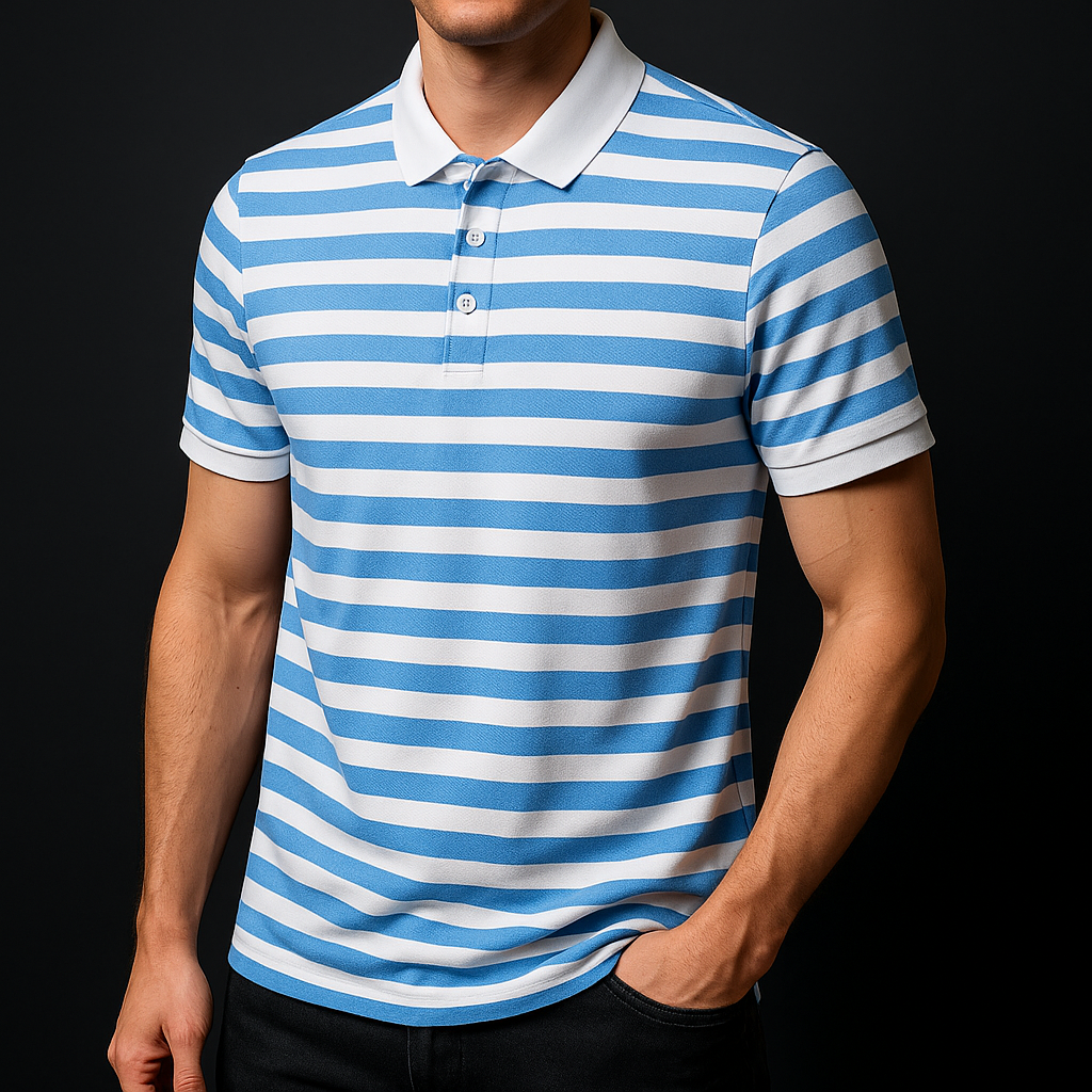 Ethan | Classic Striped Mens Polo Shirt in Soft Cotton 0
