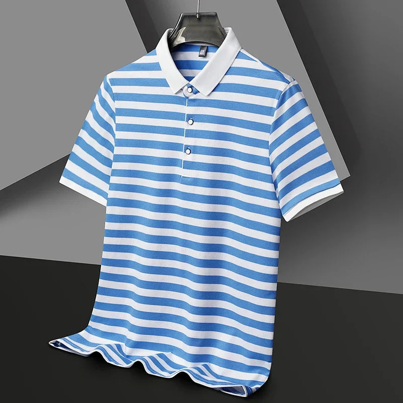 Ethan | Classic Striped Mens Polo Shirt in Soft Cotton 1