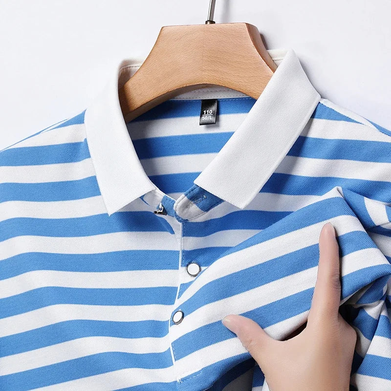 Ethan | Classic Striped Mens Polo Shirt in Soft Cotton 2