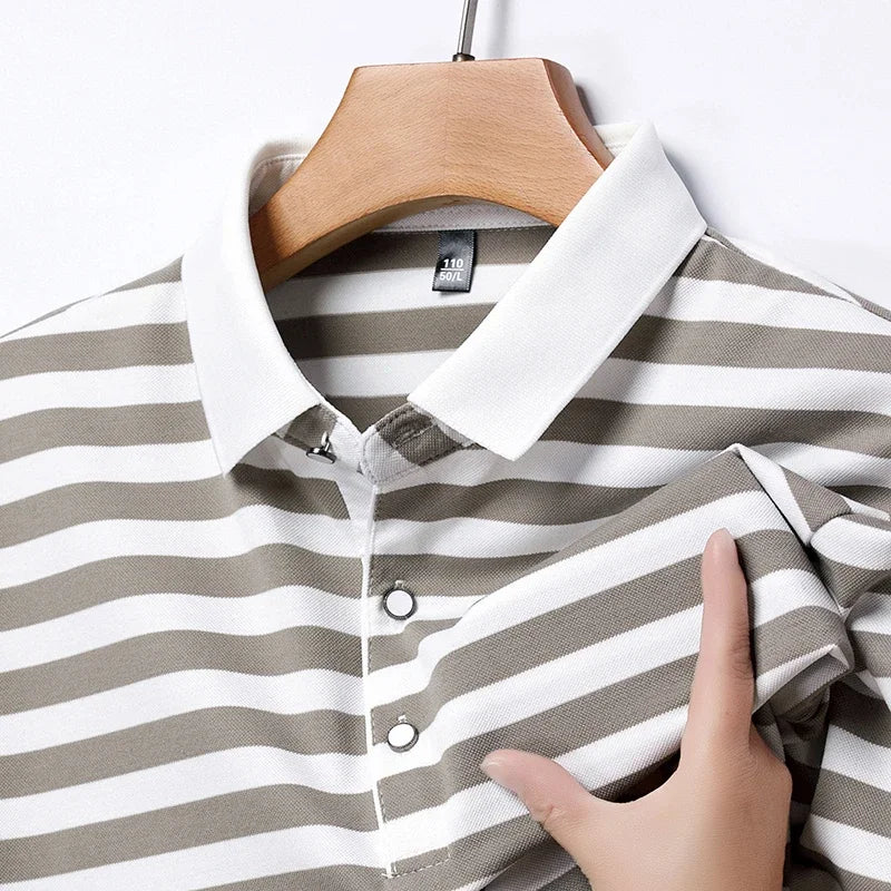 Ethan | Classic Striped Mens Polo Shirt in Soft Cotton 5