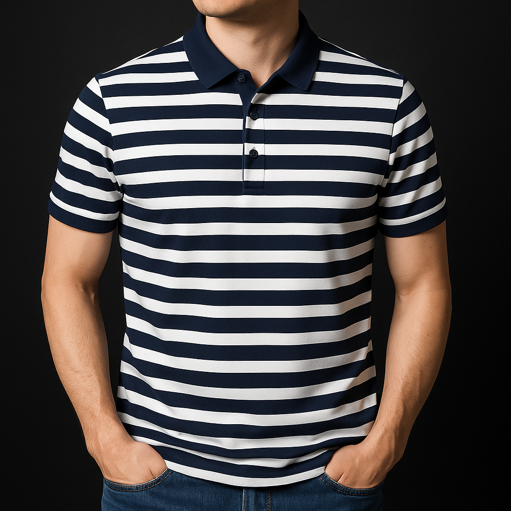 Ethan | Classic Striped Mens Polo Shirt in Soft Cotton 6