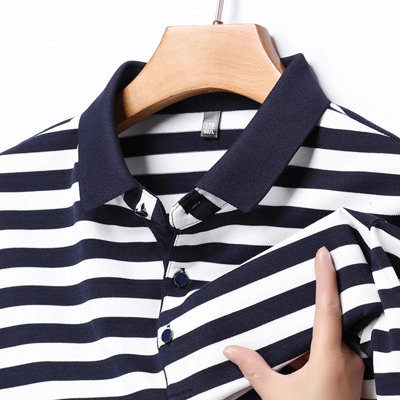 Ethan | Classic Striped Mens Polo Shirt in Soft Cotton 8