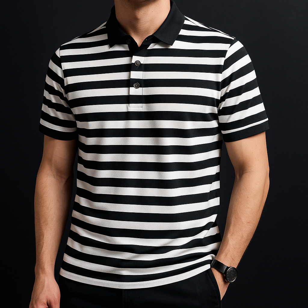 Ethan | Classic Striped Mens Polo Shirt in Soft Cotton 9