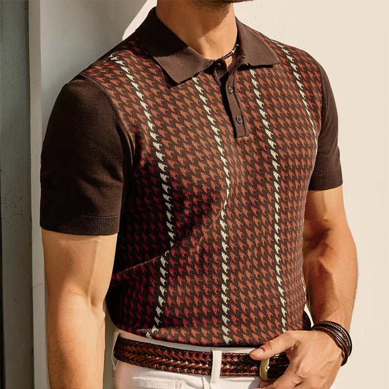 Ethan | Classic Vintage Houndstooth Polo Shirt 0