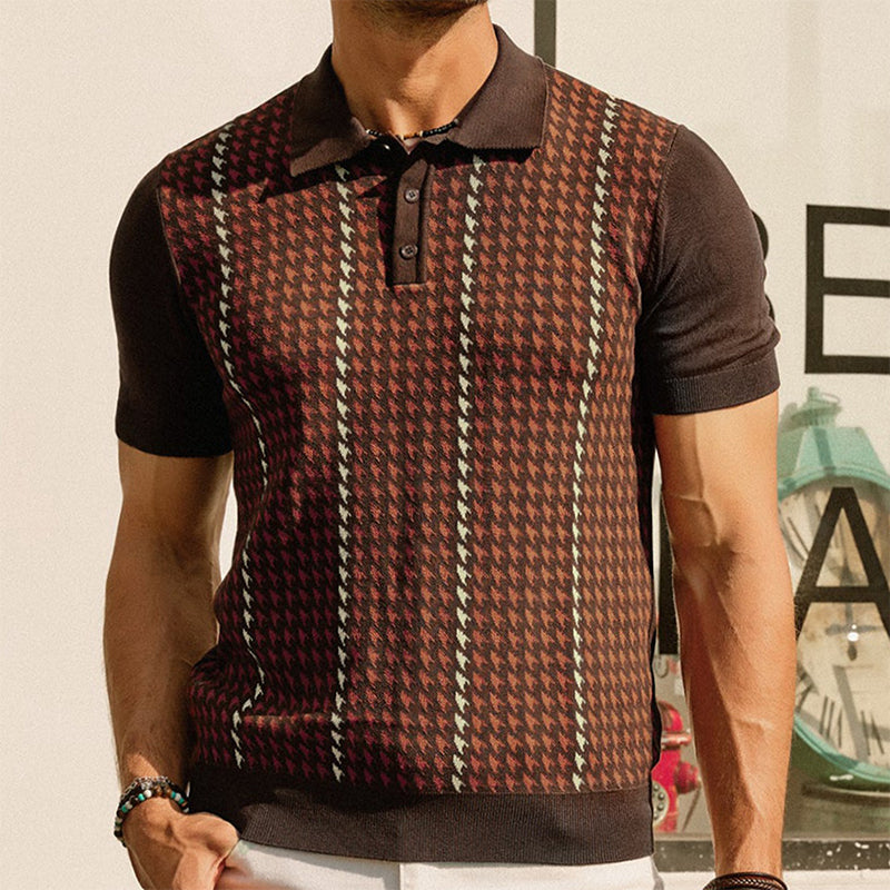 Ethan | Classic Vintage Houndstooth Polo Shirt 1