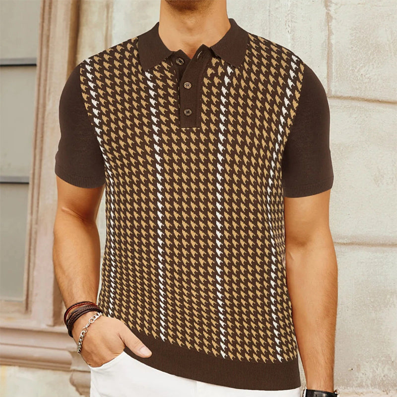 Ethan | Classic Vintage Houndstooth Polo Shirt 3