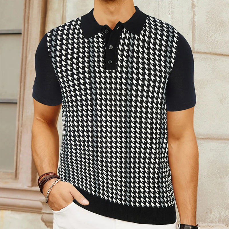 Ethan | Classic Vintage Houndstooth Polo Shirt 5