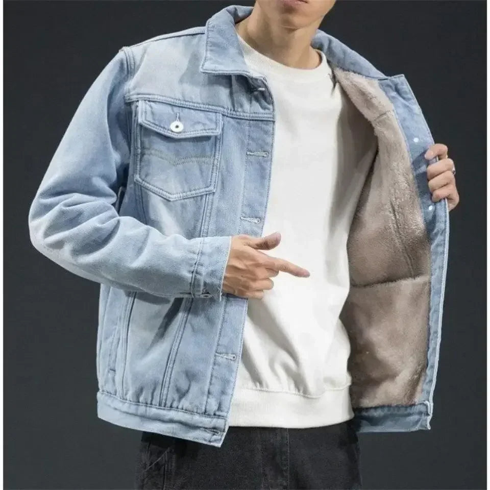 Ethan | Cozy Sherpa Lined Denim Jacket for Men 0