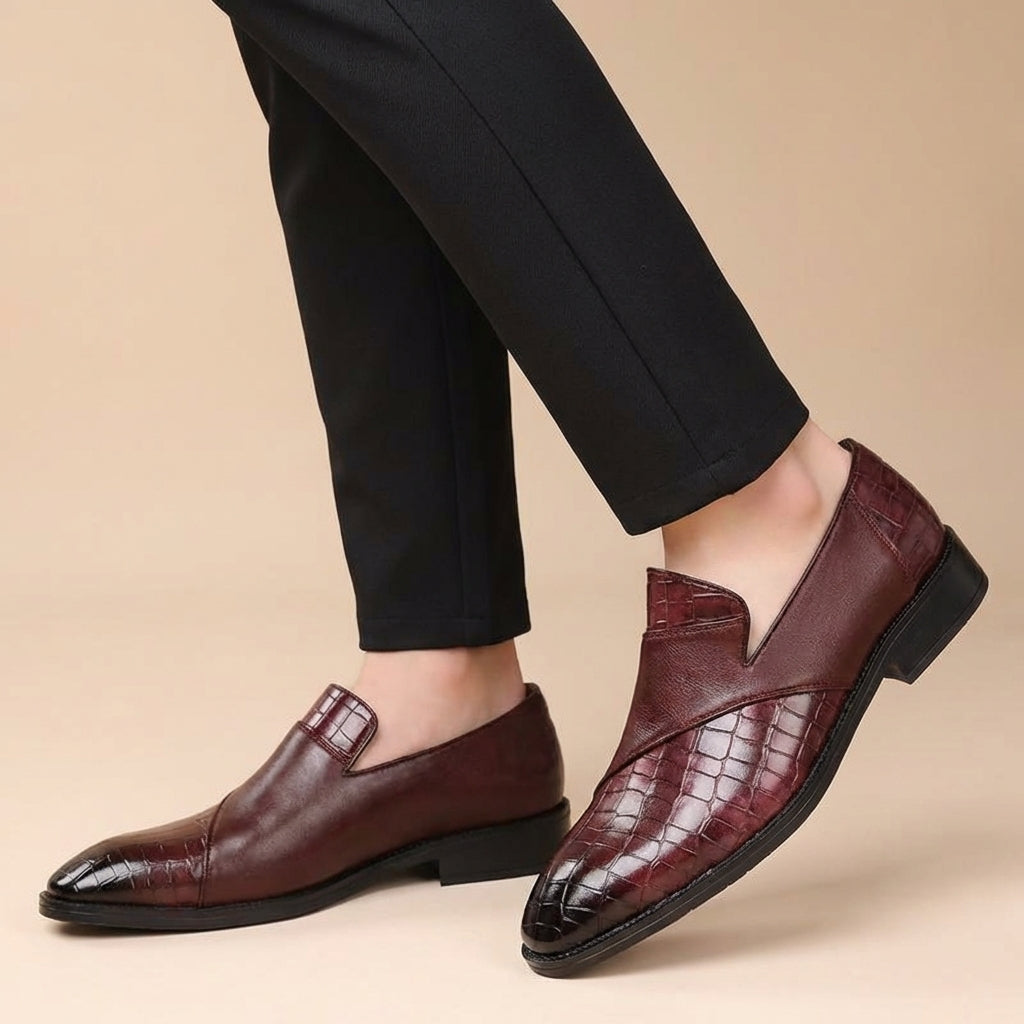 Ethan | Elegant Croc-Textured Mens Leather Loafers 6