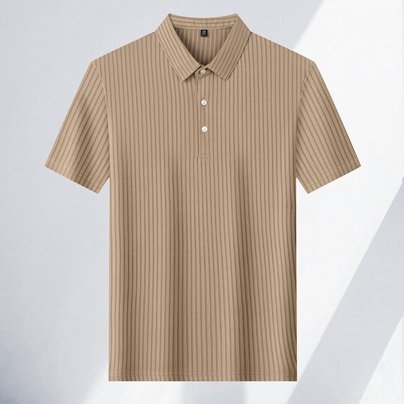 Ethan | Lightweight Tailored Mens Polo Shirt with Subtle Stripes 10