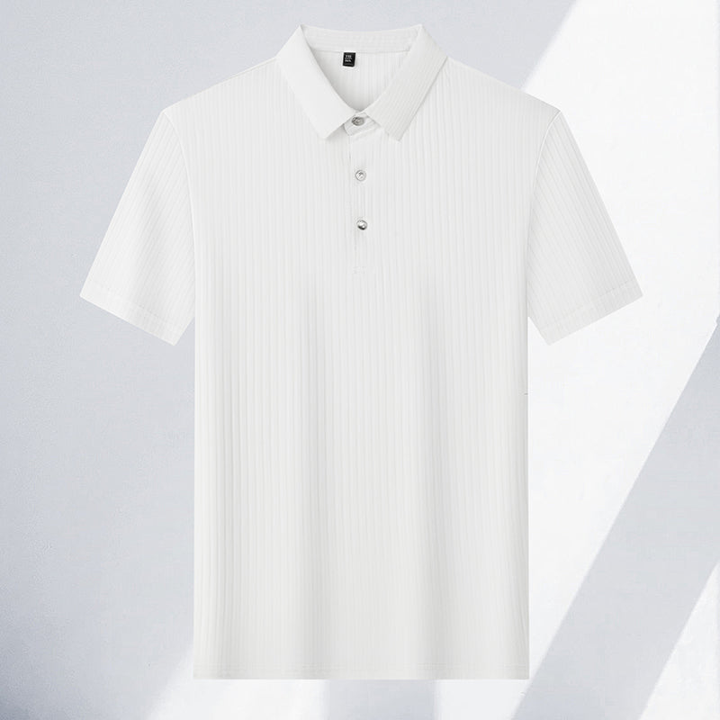Ethan | Lightweight Tailored Mens Polo Shirt with Subtle Stripes 11