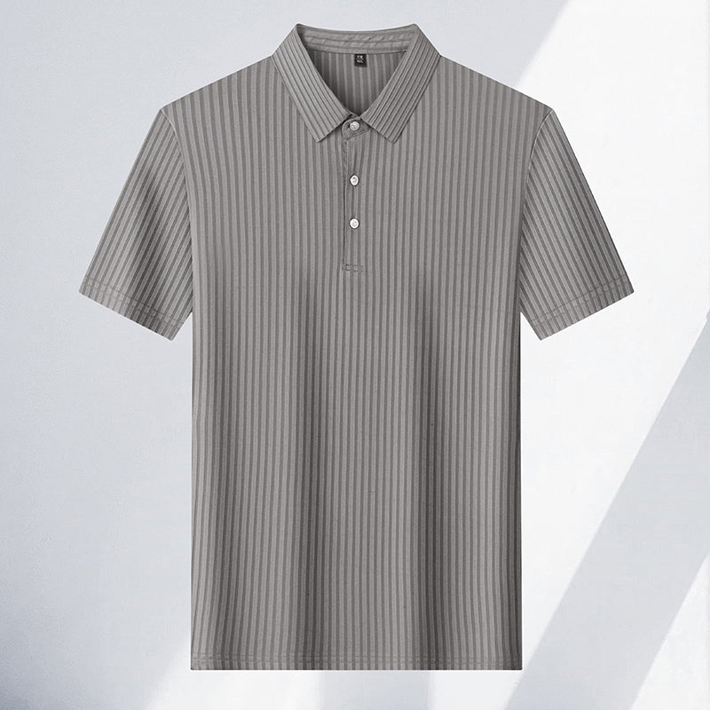 Ethan | Lightweight Tailored Mens Polo Shirt with Subtle Stripes 3