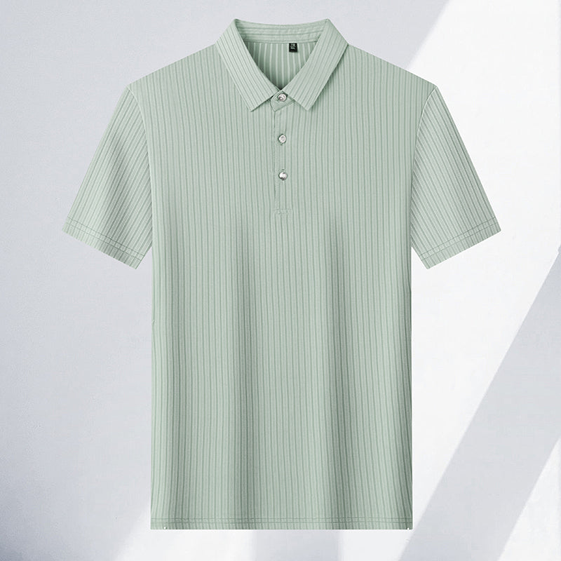 Ethan | Lightweight Tailored Mens Polo Shirt with Subtle Stripes 9