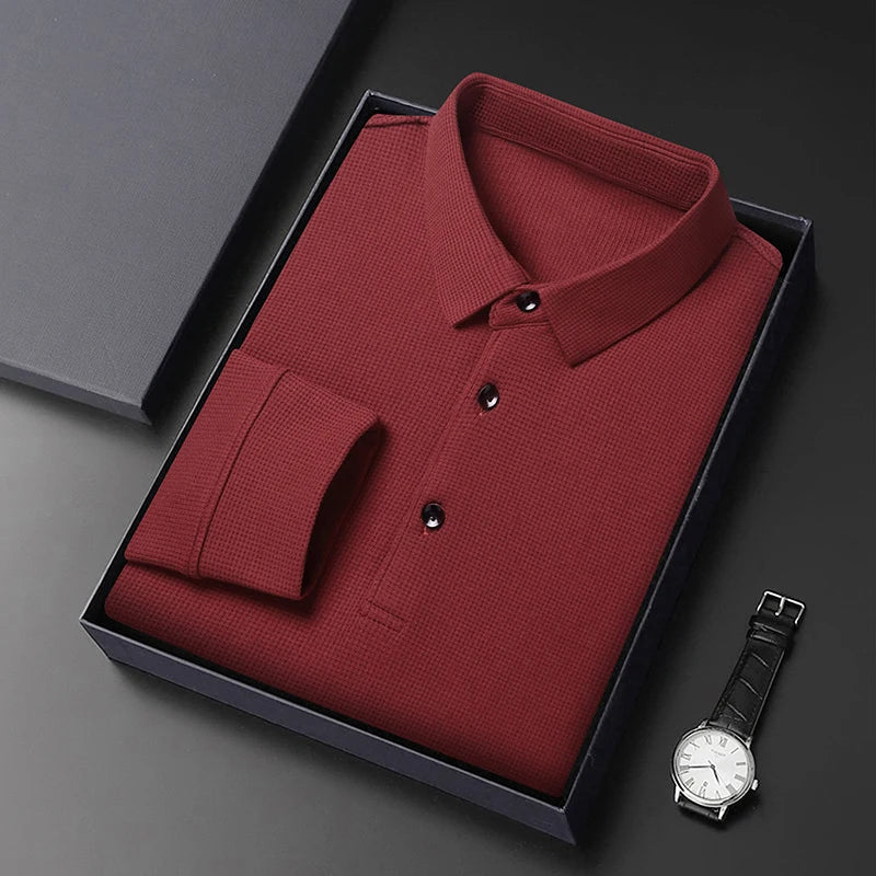 Ethan | Modern Slim-Fit Long Sleeve Polo Shirt 0