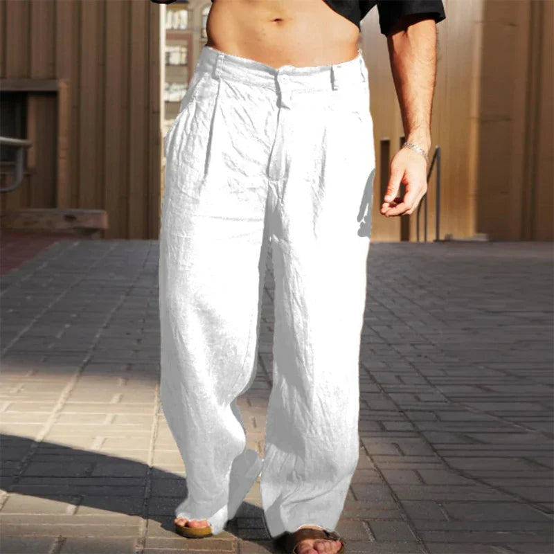 Ethan | Relaxed Fit Wide Leg Linen Trousers 2