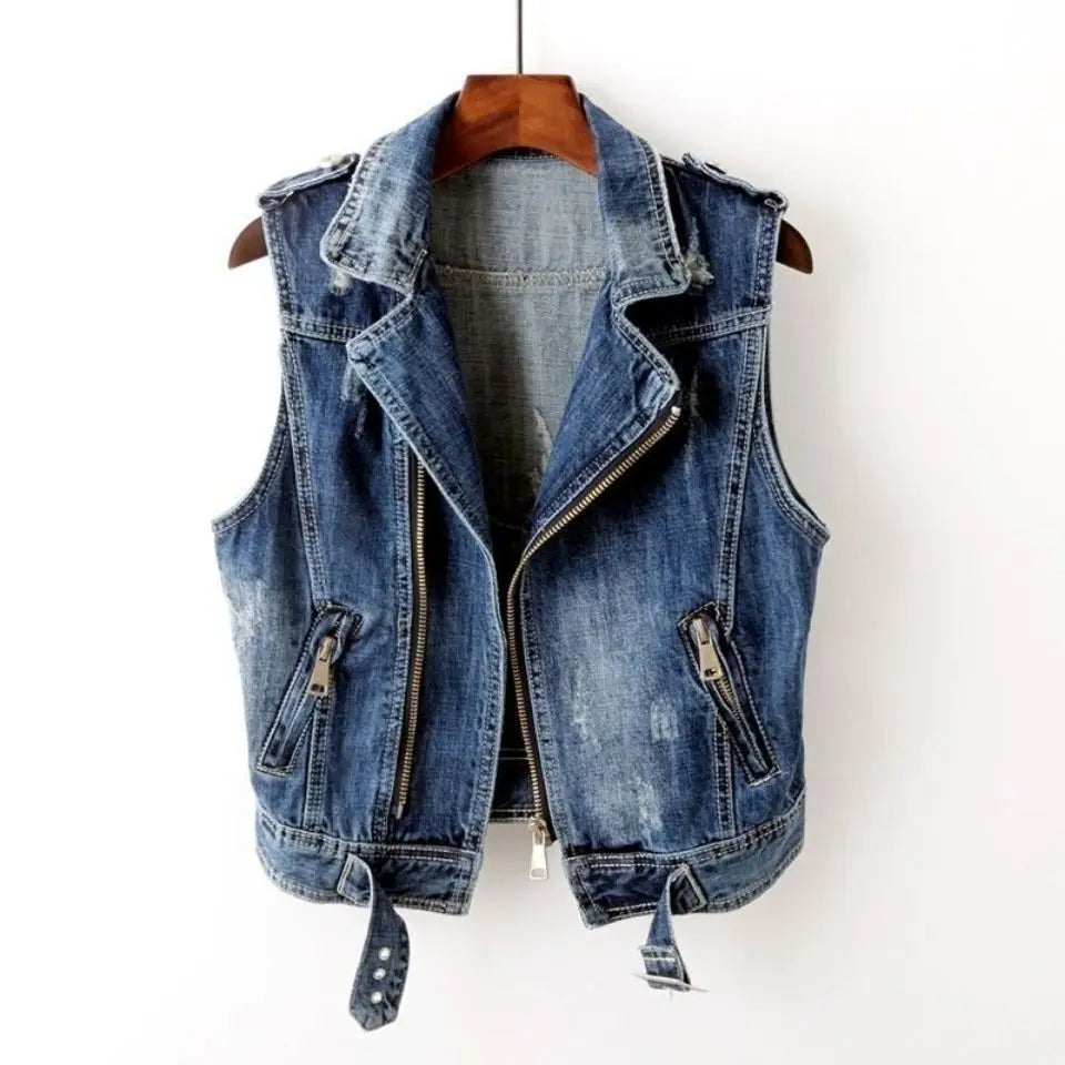 Ethan | Stylish Distressed Denim Vest for Women 0
