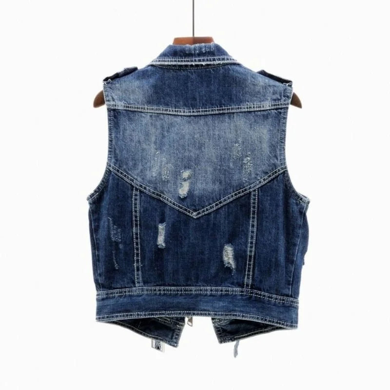 Ethan | Stylish Distressed Denim Vest for Women 1