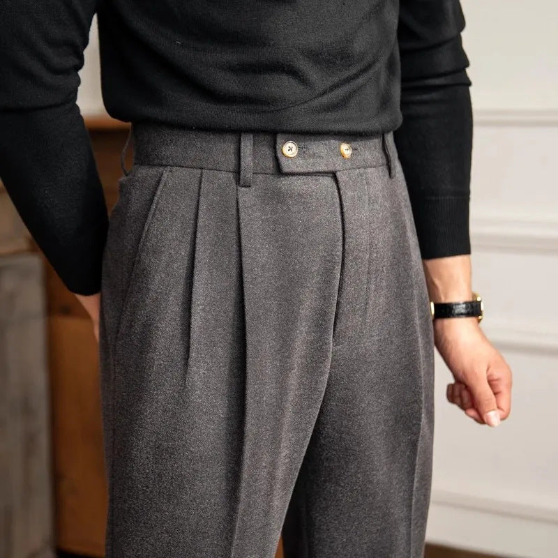 Ethan | Stylish High Waisted Pleated Trousers 0