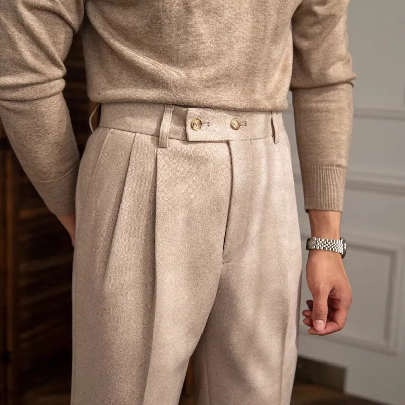 Ethan | Stylish High Waisted Pleated Trousers 2