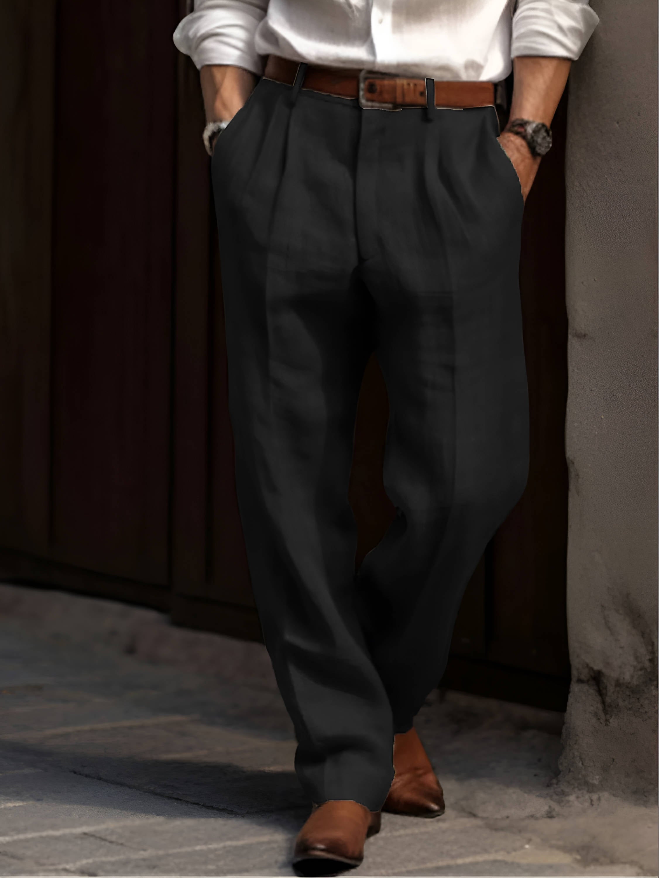 Ethan | Stylish Pleated Men's Linen Pants 0
