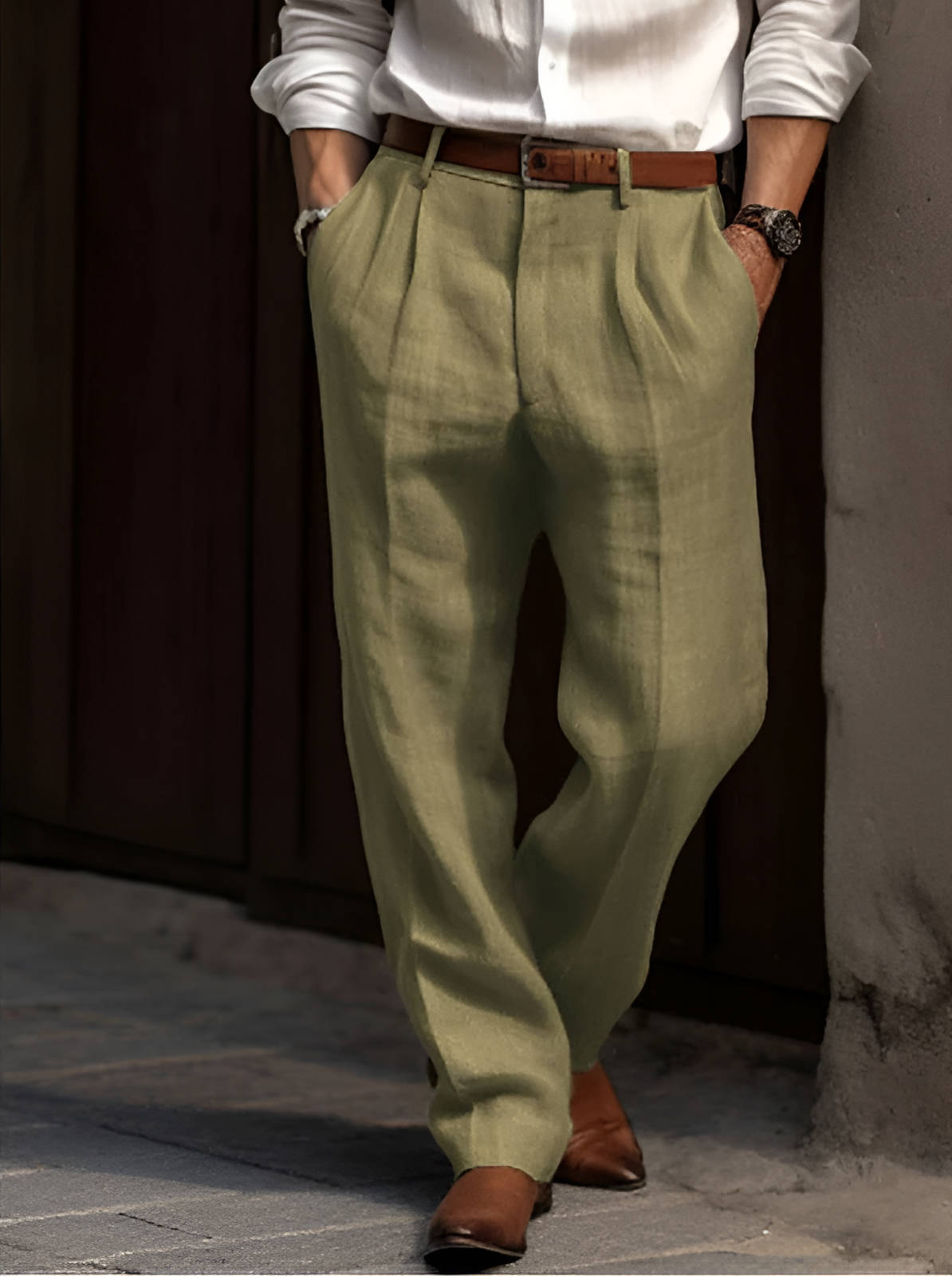 Ethan | Stylish Pleated Men's Linen Pants 4