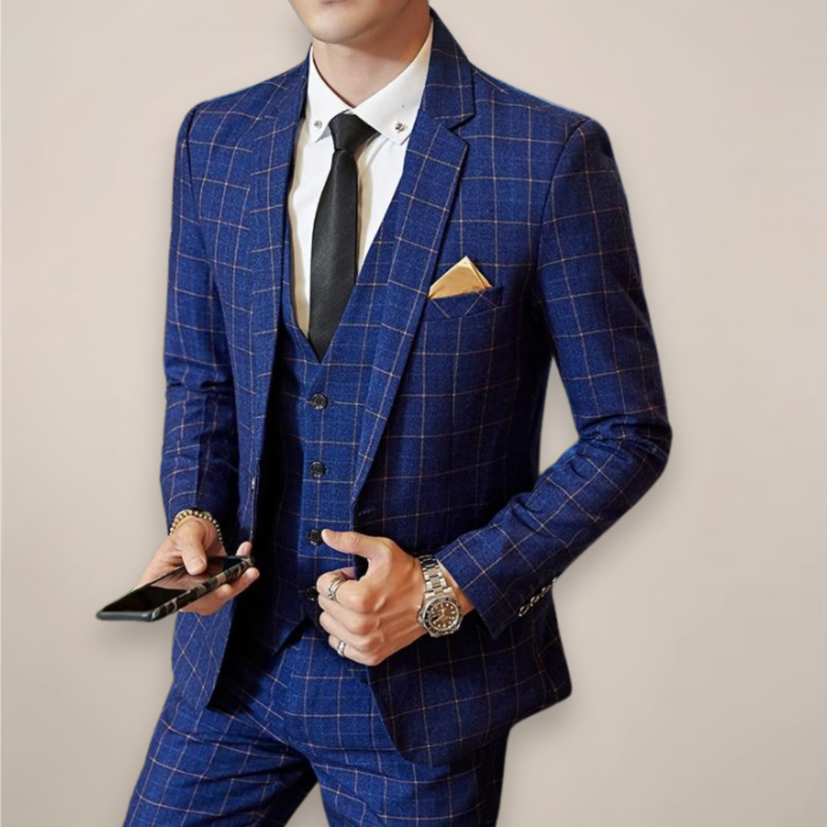 Ethan | Stylish Slim Fit Plaid Wedding Suit 0