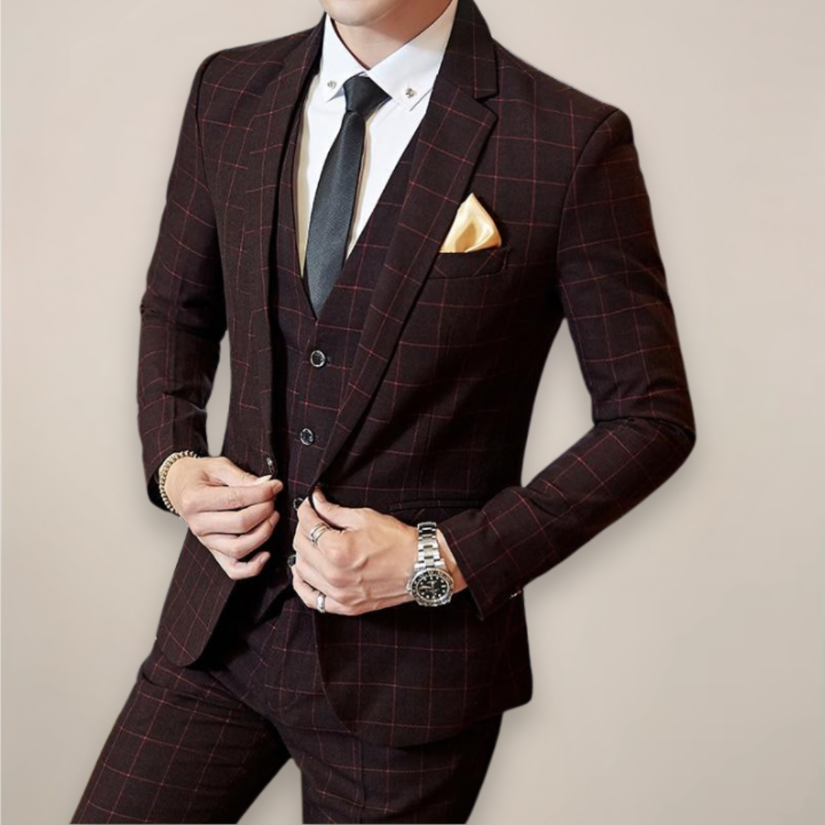 Ethan | Stylish Slim Fit Plaid Wedding Suit 1