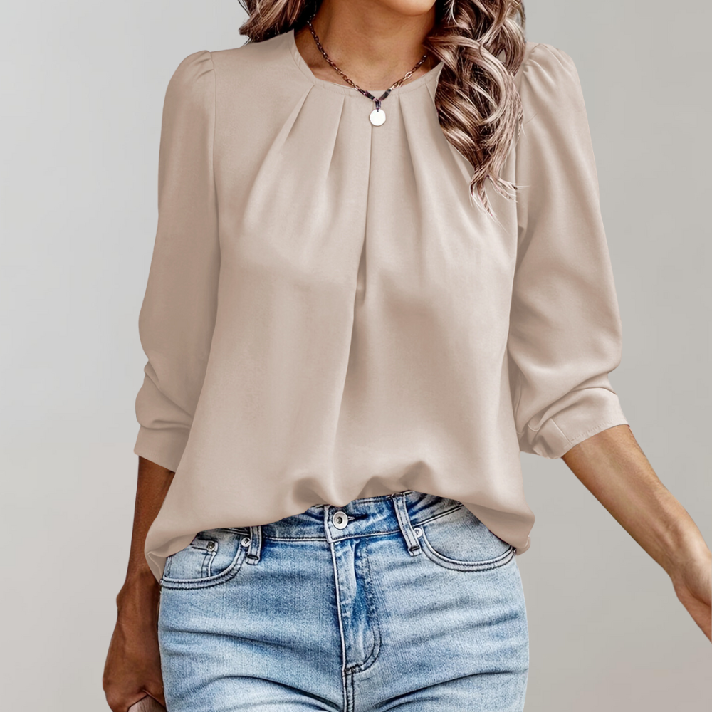 Evelyn Collection | Women's Blouse with Pleated Design & Puff Sleeves 1