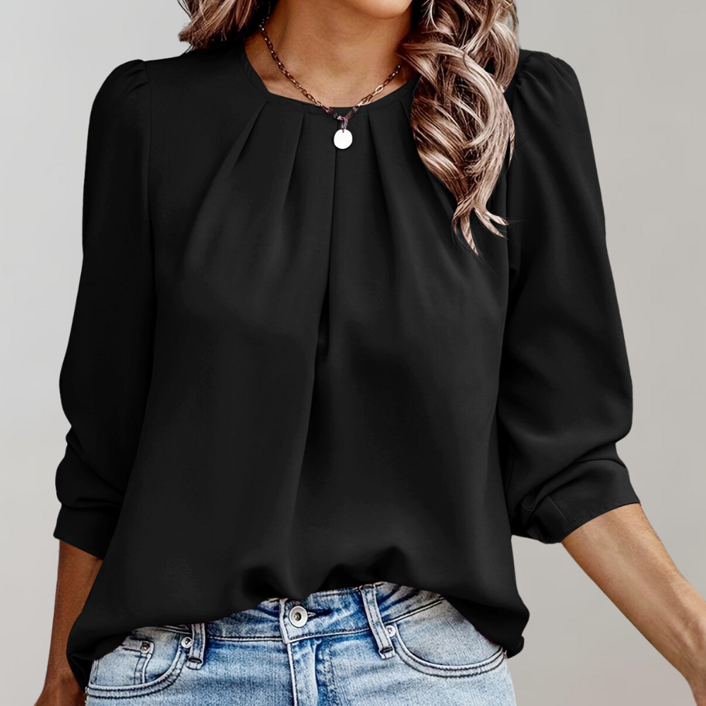 Evelyn Collection | Women's Blouse with Pleated Design & Puff Sleeves 2