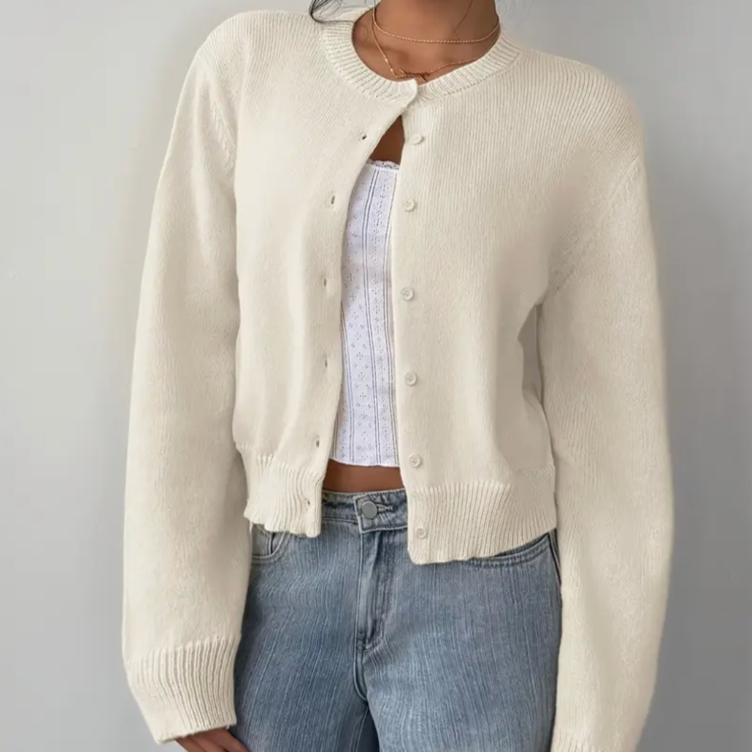 Fiona | Women's Cropped Cardigan Sweater with Button Closure & Modern Fit 1