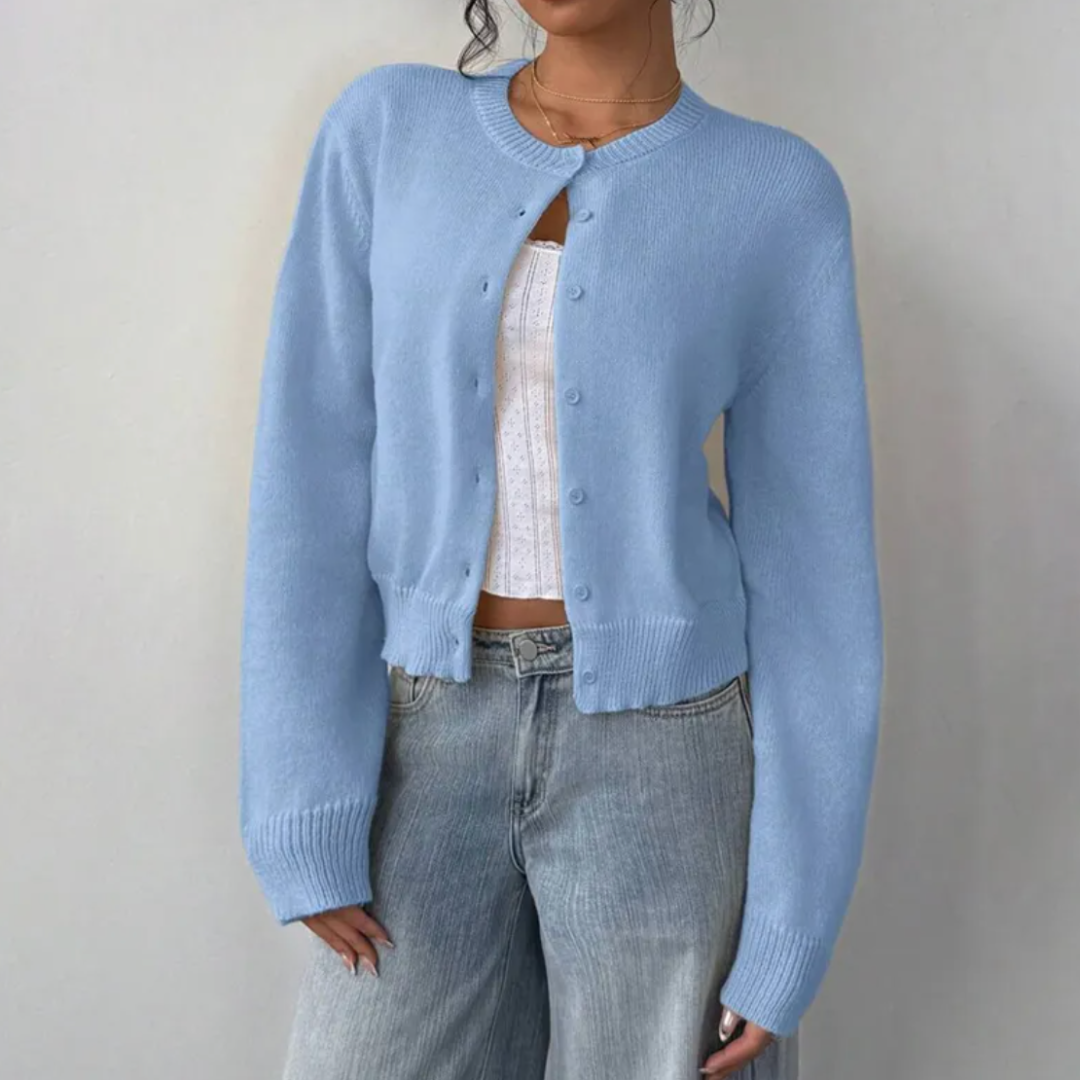 Fiona | Women's Cropped Cardigan Sweater with Button Closure & Modern Fit 10