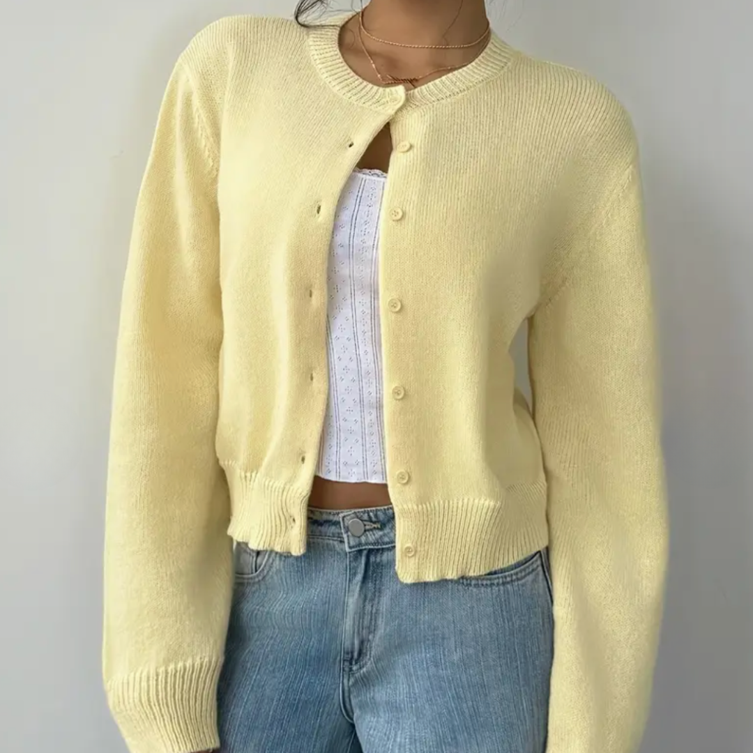 Fiona | Women's Cropped Cardigan Sweater with Button Closure & Modern Fit 11
